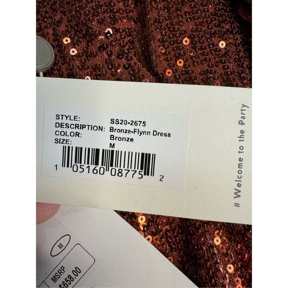 Retrofete NWT Flynn Ruched Sequin Tulle Mini Dress in Copper Size M - Picture 10 of 11